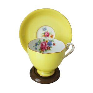Vintage Yellow Floral Tea Cup and Saucer Grafton Teacup Tea Party Gift Cottage C